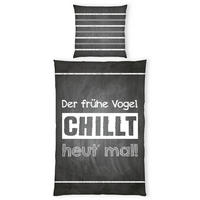JUGENDBETTWÄSCHE SPRÜCHE Renforcé 135/200 cm  - Schwarz/Weiß, Basics, Textil (135/200cm) - Herding
