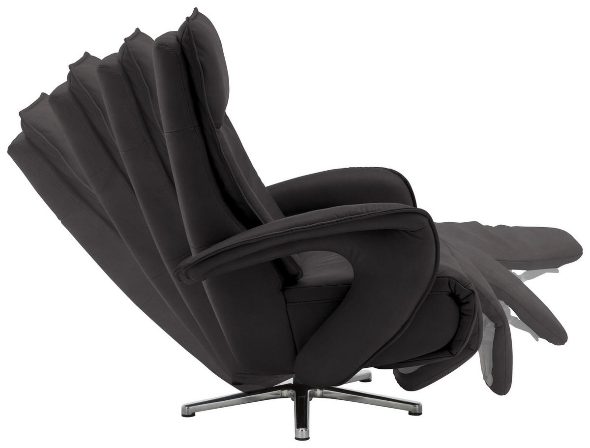 RELAXSESSEL in Leder Dunkelbraun  - Chromfarben/Dunkelbraun, Design, Leder/Metall (77/110/87cm) - Valdera