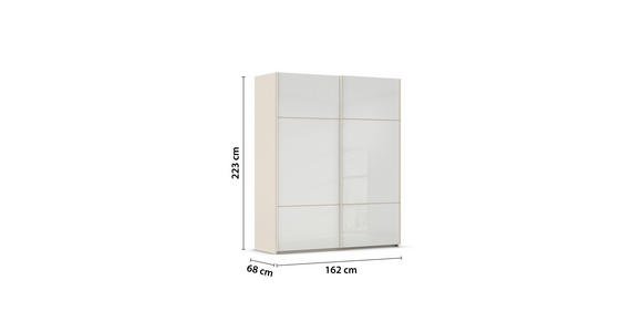 SCHWEBETÜRENSCHRANK 162/223/68 cm 2-türig Weiß, Champagner - Champagner/Weiß, KONVENTIONELL, Glas/Holzwerkstoff (162/223/68cm) - Novel