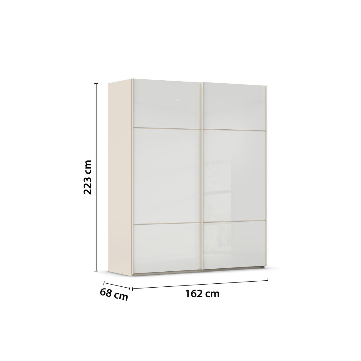 SCHWEBETÜRENSCHRANK in Weiss, Champagner  - Weiss/Champagner, Konventionell, Glas/Holzwerkstoff (162/223/68cm) - Novel