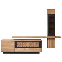 WOHNWAND  in Eichefarben  266/204/45 cm  - Eichefarben, Design, Glas/Holz (266/204/45cm) - Valdera