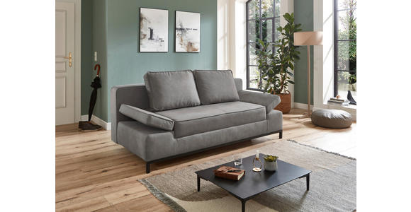 SCHLAFSOFA  mit Mikrofaser Hellgrau  - Hellgrau/Schwarz, KONVENTIONELL, Kunststoff/Textil (202/90/97cm) - Carryhome