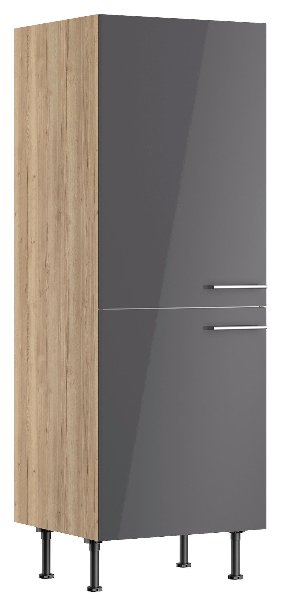 GERÄTEUMBAUSCHRANK 60/176,6/58,1 cm  in Anthrazit, Wildeiche  - Wildeiche/Edelstahlfarben, Basics, Holzwerkstoff/Metall (60/176,6/58,1cm) - Optifit