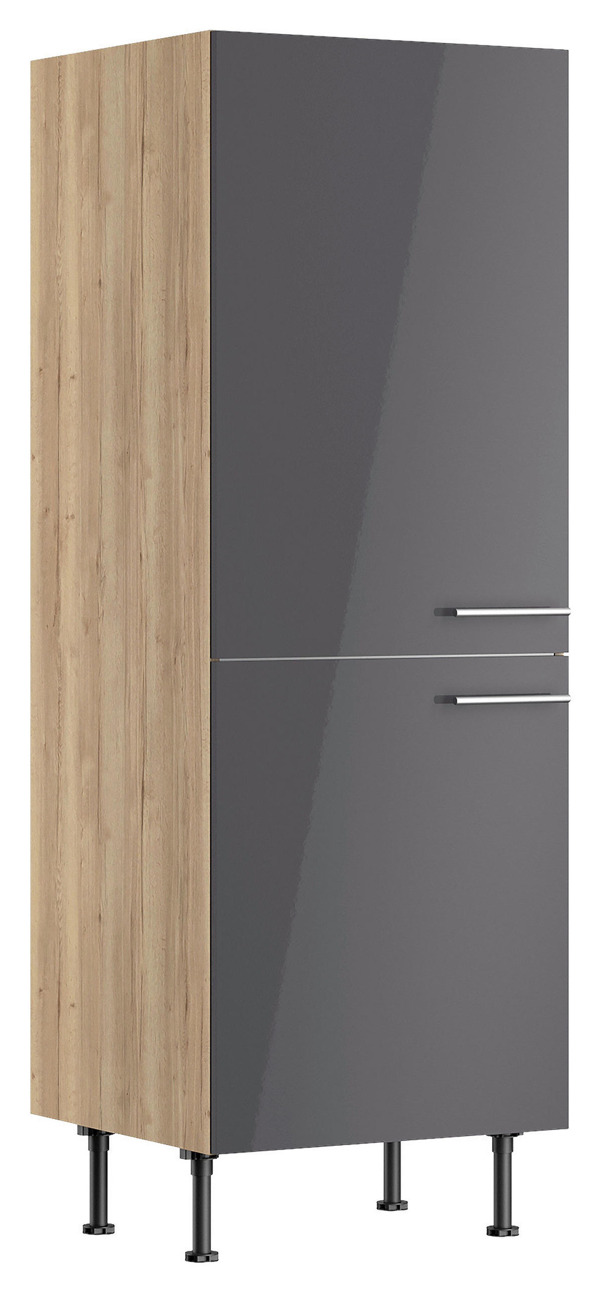 GERÄTEUMBAUSCHRANK 60/176,6/58,1 cm  in Anthrazit, Wildeiche  - Wildeiche/Edelstahlfarben, Basics, Holzwerkstoff/Metall (60/176,6/58,1cm) - Optifit