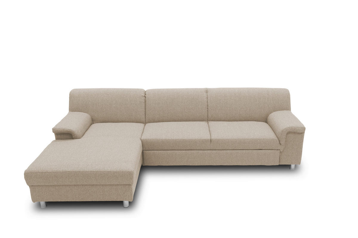 ECKSOFA Beige Webstoff  - Chromfarben/Beige, KONVENTIONELL, Textil/Metall (150/252cm) - MID.YOU