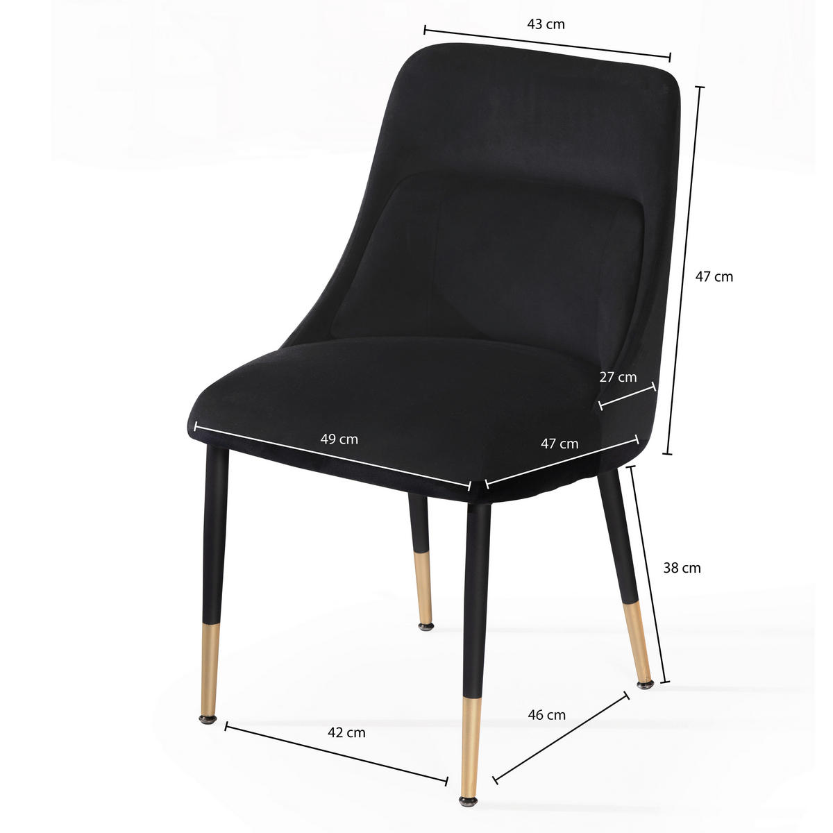 STOLIČKA, 49/85/56 cm - čierna/zlatá, Design, kov/textil (49/85/56cm) - Livetastic