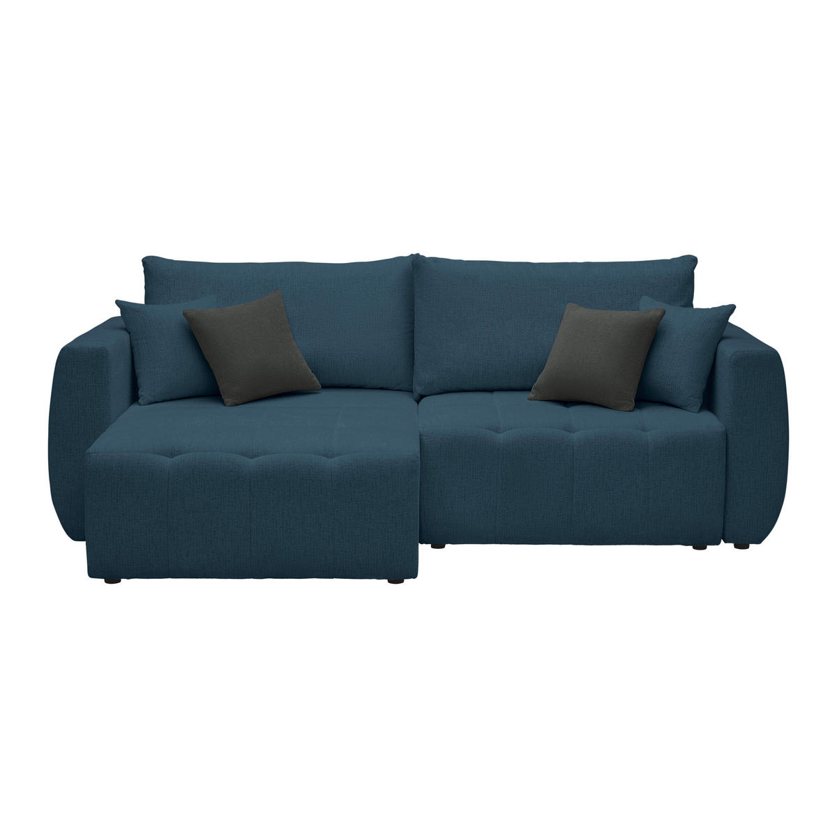 SCHLAFSOFA in Chenille, Jacquard Dunkelblau  - Schwarz/Dunkelblau, Kunststoff/Textil (245/74-90/104cm) - MID.YOU