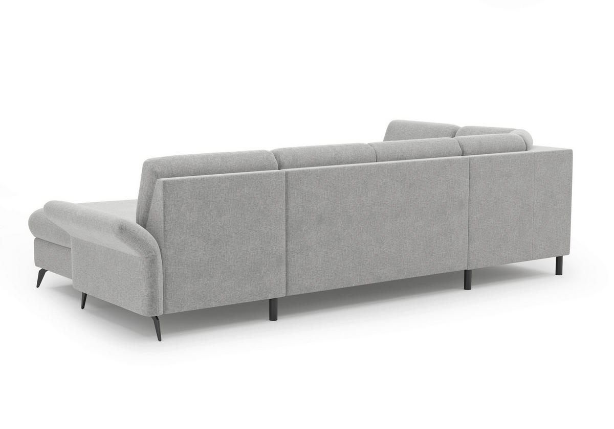 WOHNLANDSCHAFT Hellgrau Flachgewebe  - Hellgrau/Schwarz, KONVENTIONELL, Textil/Metall (195/314/164cm) - Sit & More
