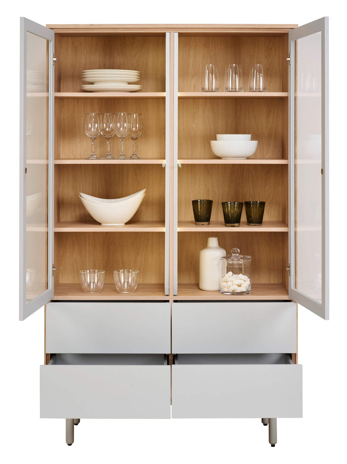 VITRINE Grau, Eichefarben  105/177/40 cm  - Eichefarben/Grau, Design, Glas/Holzwerkstoff (105/177/40cm) - home24