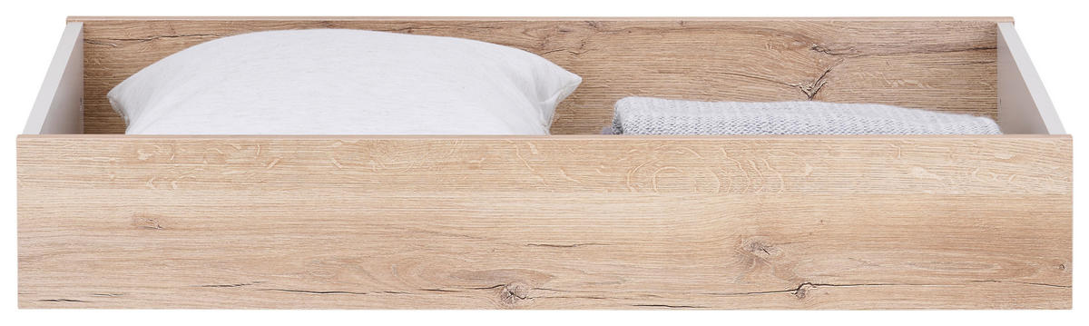 BETTKASTEN Eichefarben, Sandfarben  - Sandfarben/Eichefarben, Holzwerkstoff/Kunststoff (99/17/53cm) - Hom`in