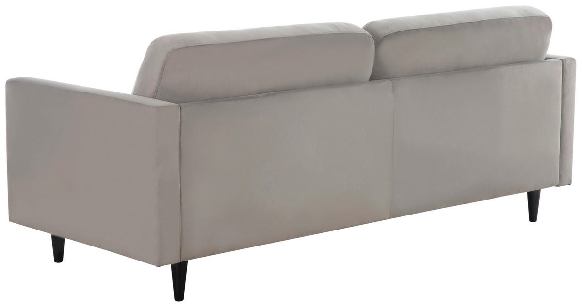 3-SITZER-SOFA Samt Grau  - Schwarz/Grau, MODERN, Holz/Textil (211/88/89cm) - P & B