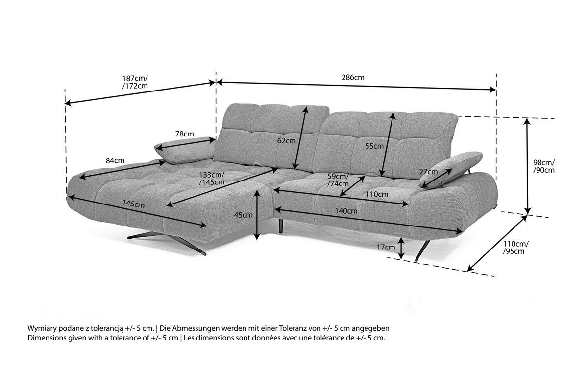 ECKSOFA Honig, Senfgelb Webstoff Armteilverstellung  - Senfgelb/Schwarz, Design, Textil/Metall (172/286cm) - Welnova