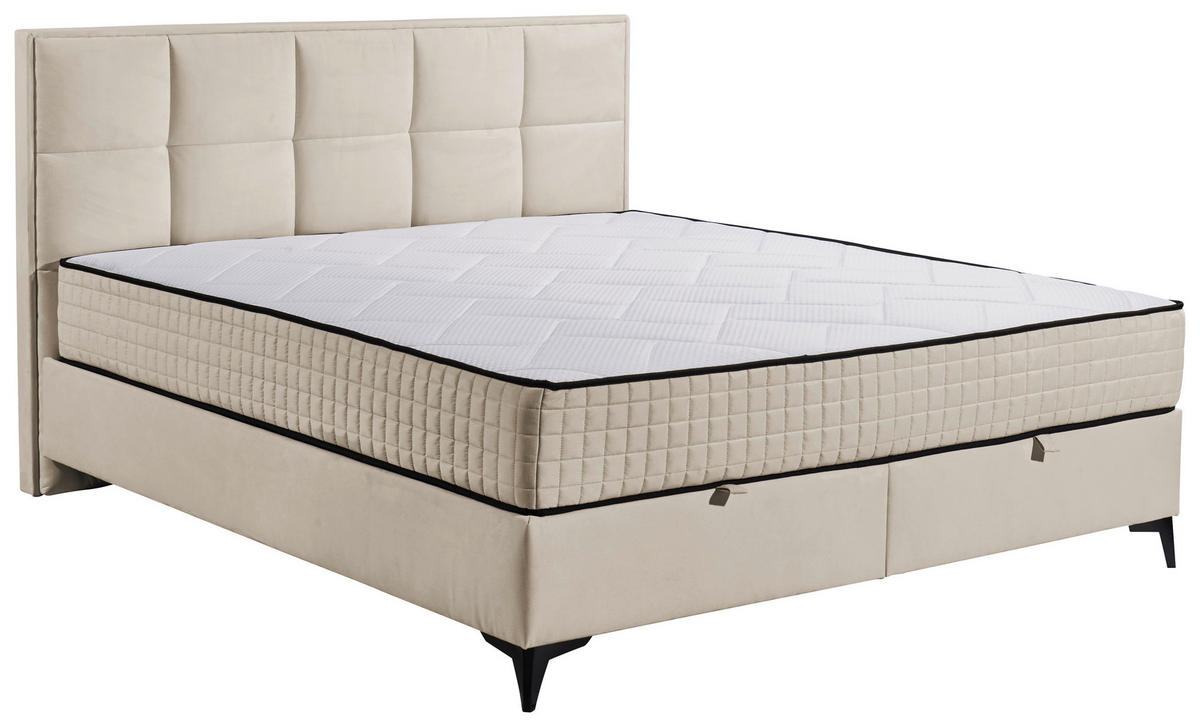 BOXBETT 180/200 cm  in Creme  - Creme/Schwarz, MODERN, Holzwerkstoff/Kunststoff (180/200cm) - MID.YOU