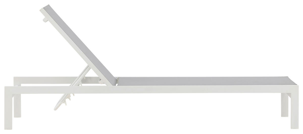 SONNENLIEGE 60/30/195 cm  - Weiß/Grau, KONVENTIONELL, Metall (60/30/195cm) - Gardenson