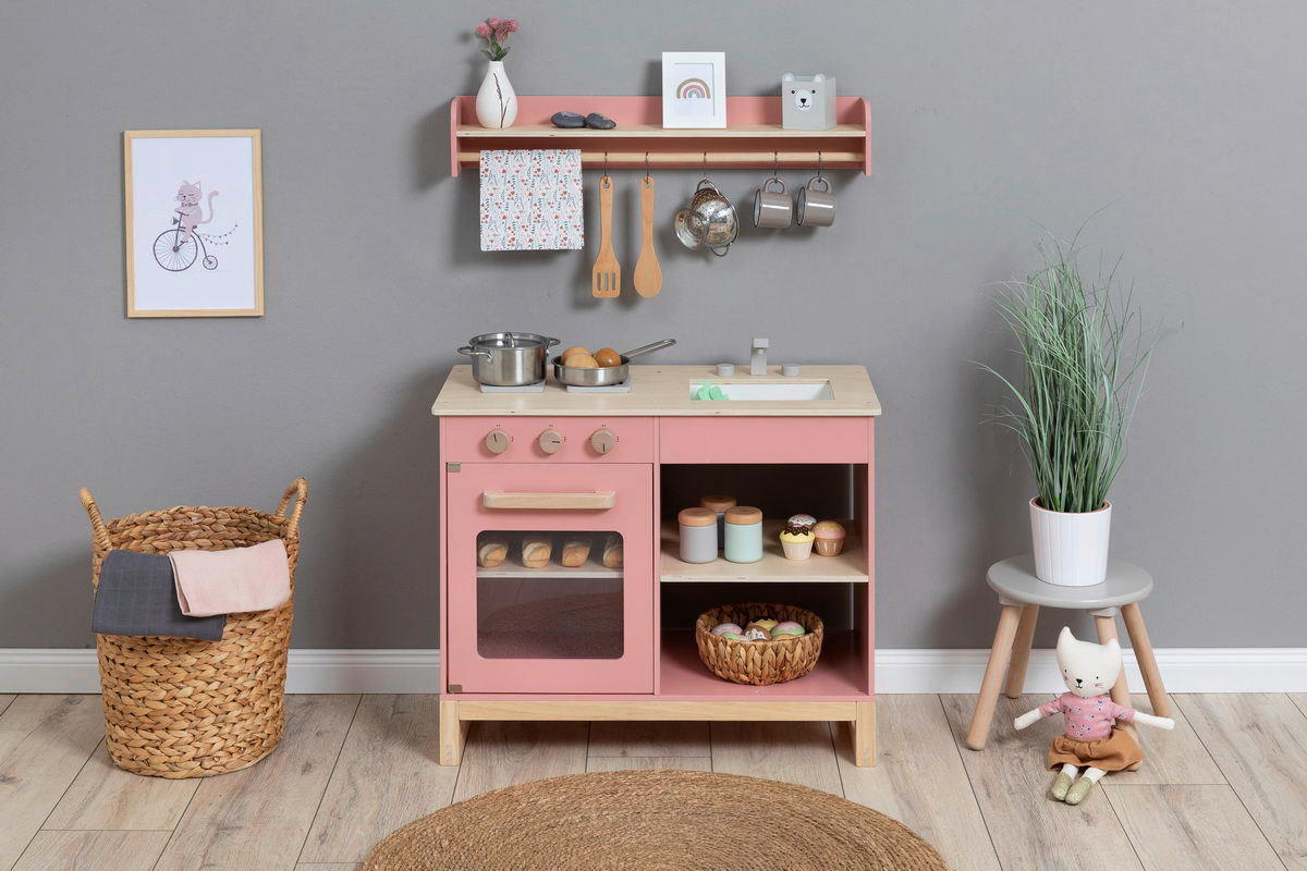 KINDERKÜCHE MAGNOLIA - Altrosa/Naturfarben, Basics, Holz/Holzwerkstoff (68,5/35,8/62cm) - MUSTERKIND
