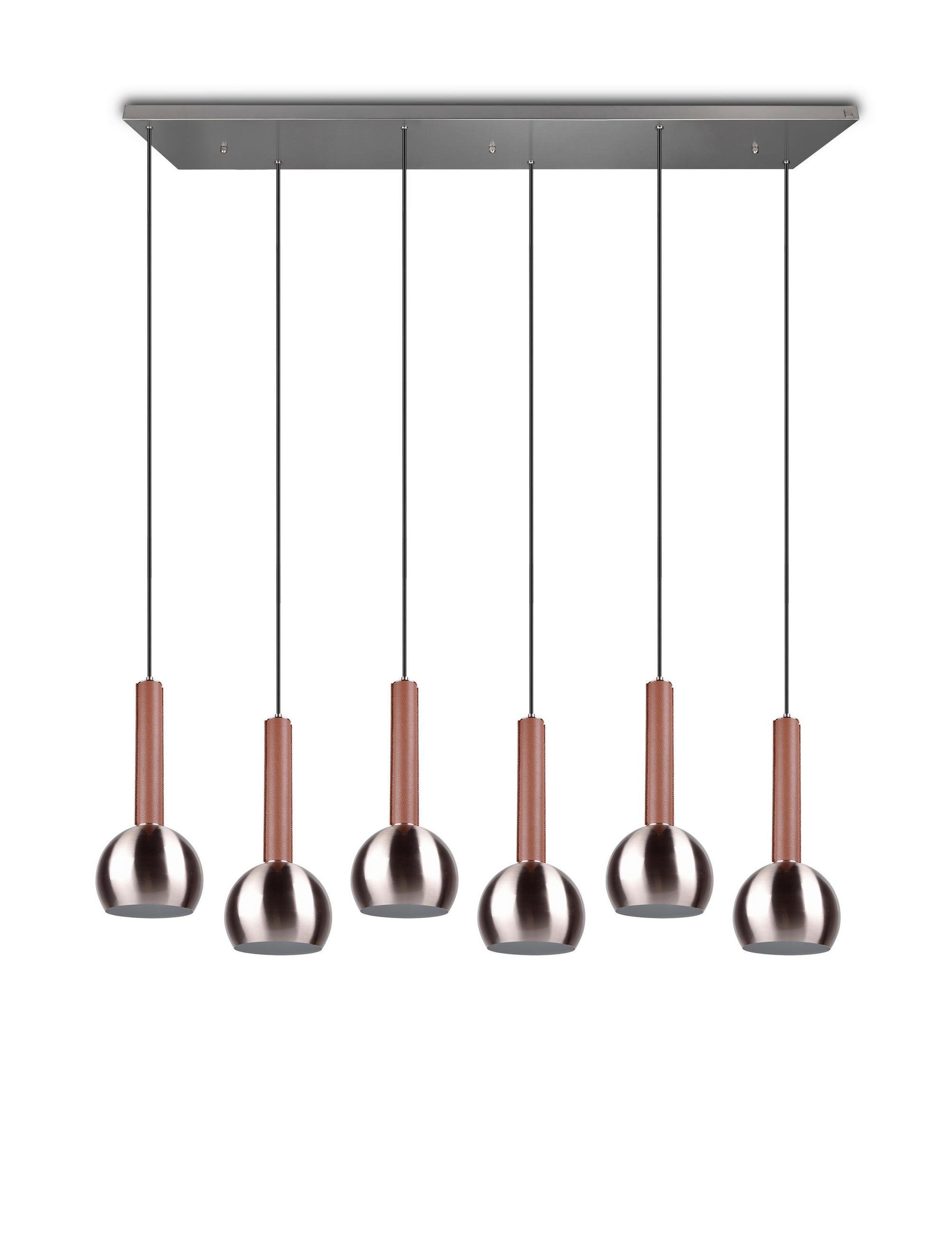 HÄNGELEUCHTE Ciliana 153/38/200 cm  - Braun/Nickelfarben, Design, Leder/Metall (153/38/200cm) - Trio Leuchten