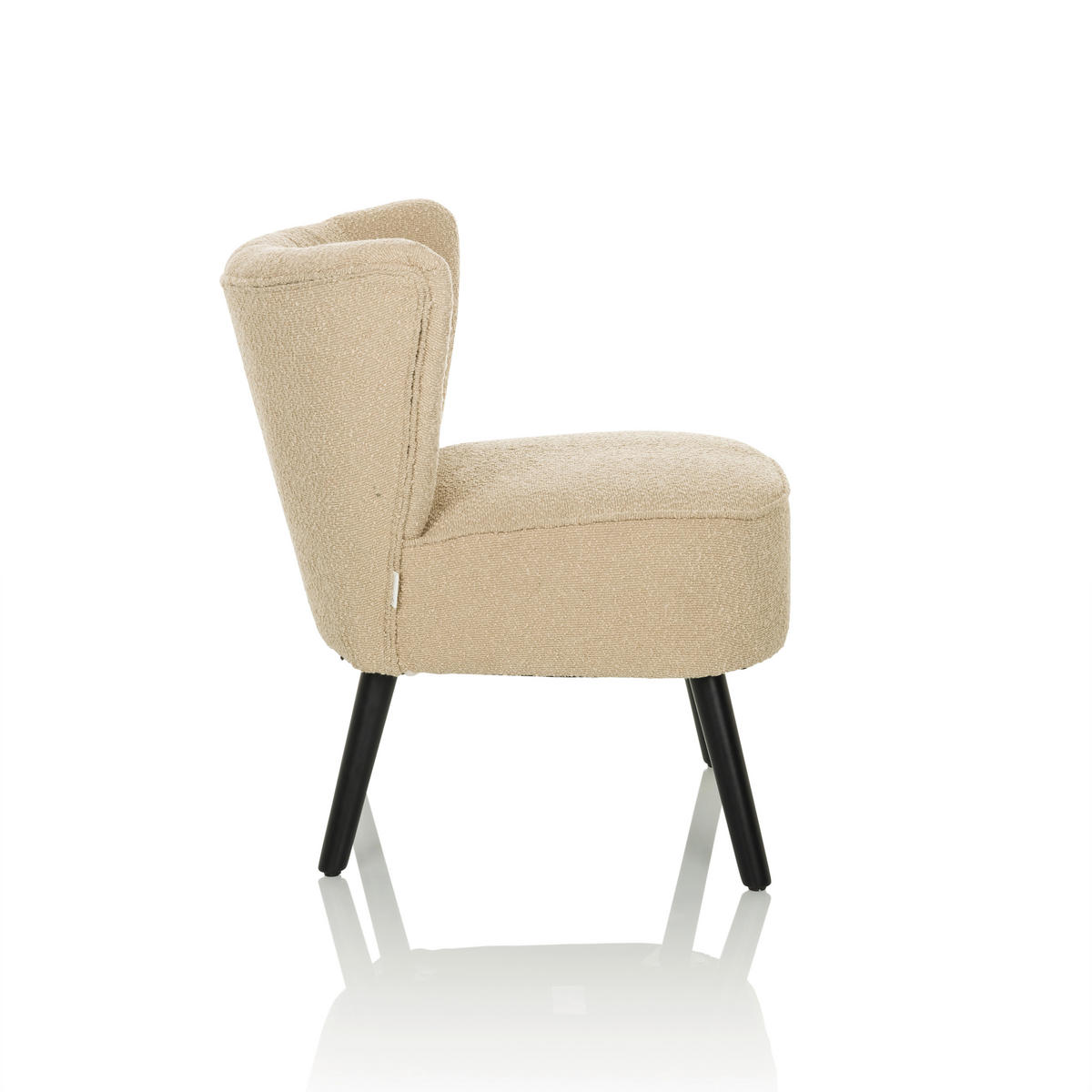 LOUNGESESSEL Bouclé Beige    - Beige/Schwarz, MODERN, Holz/Textil (72/77/65cm) - MID.YOU