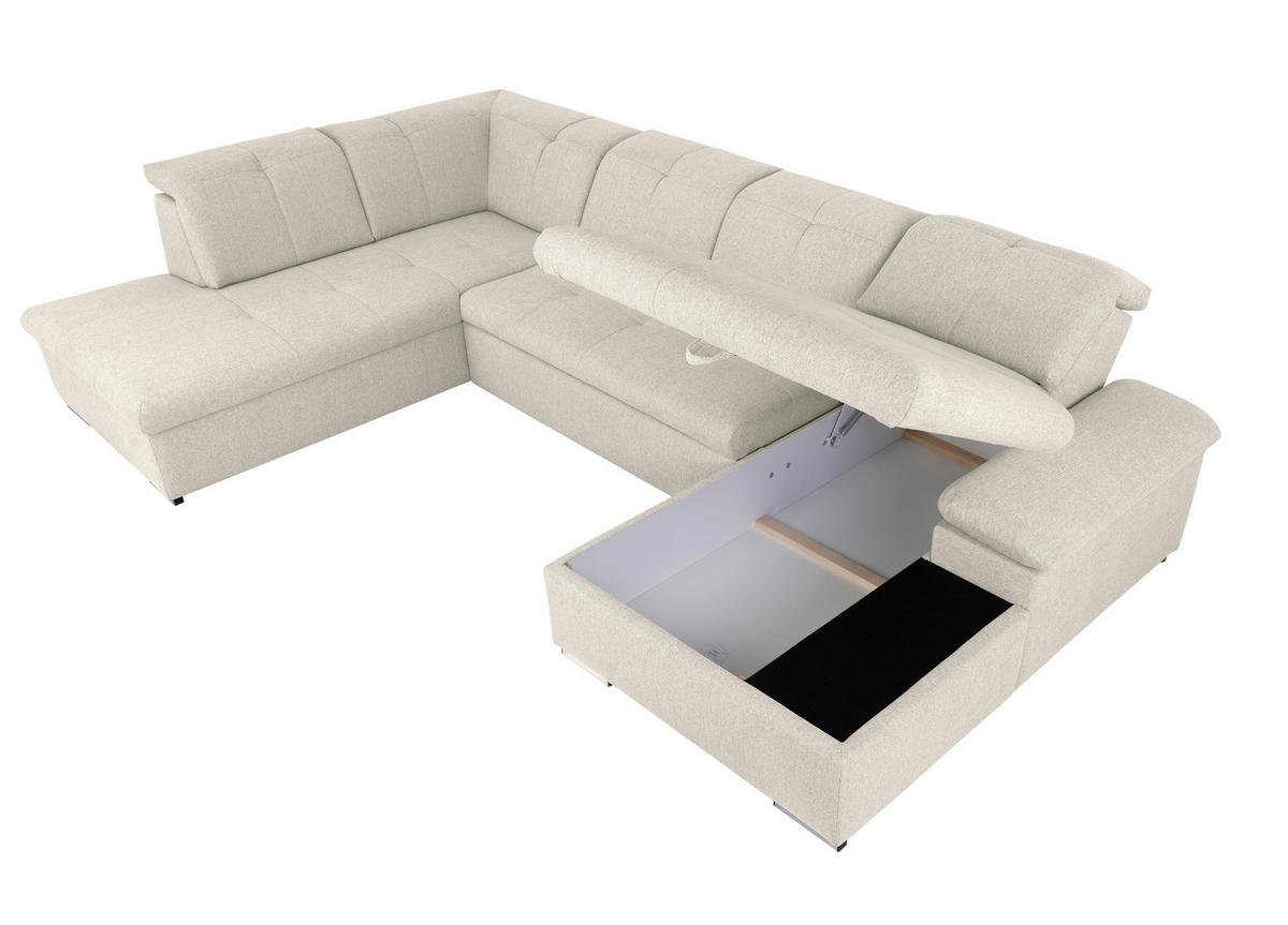WOHNLANDSCHAFT in Beige  - Beige/Grau, Design, Textil/Metall (215/328/173cm) - MID.YOU