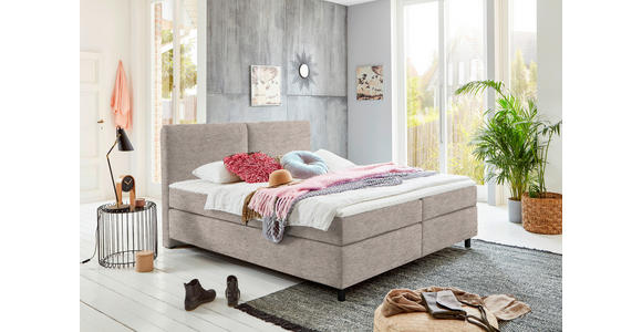 BOXSPRINGBETT 200/200 cm  in Beige  - Beige/Schwarz, KONVENTIONELL, Kunststoff/Textil (200/200cm) - Hom`in