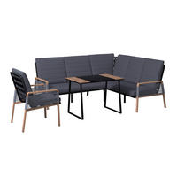 LOUNGEGARNITUR 4-teilig   Eisen  - Dunkelgrau/Naturfarben, MODERN, Kunststoff/Textil - Ambia Garden