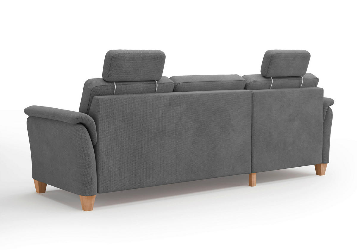 ECKSOFA in Flachgewebe Grau  163/244 cm  - Eichefarben/Grau, KONVENTIONELL, Holz/Textil (163/244cm) - Sit & More