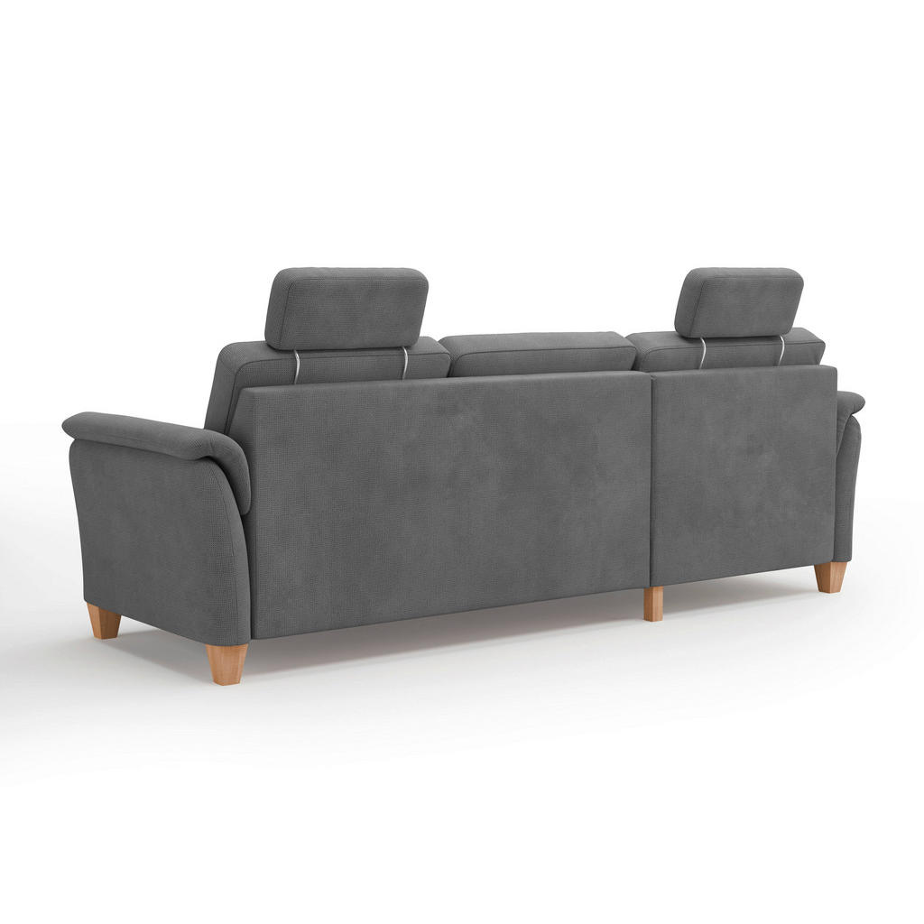 Thumbnail - Sit & More Ecksofa Palmera V, Grau, Textil, Buche, 4,5-Sitzer, Ottomane links, L-Form, 244x163 cm, Goldenes M, Oeko-Tex®...