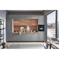 EINBAUKÜCHE 970  - Taupe/Eichefarben, Design, Holzwerkstoff/Metall (360cm) - Nobilia