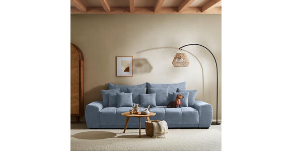 BIGSOFA in Flachgewebe Blau - Blau/Schwarz, KONVENTIONELL, Holz/Textil (280/67/120cm) - Carryhome