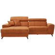 ECKSOFA Orange Velours  - Schwarz/Orange, Design, Textil/Metall (181/267cm) - Carryhome