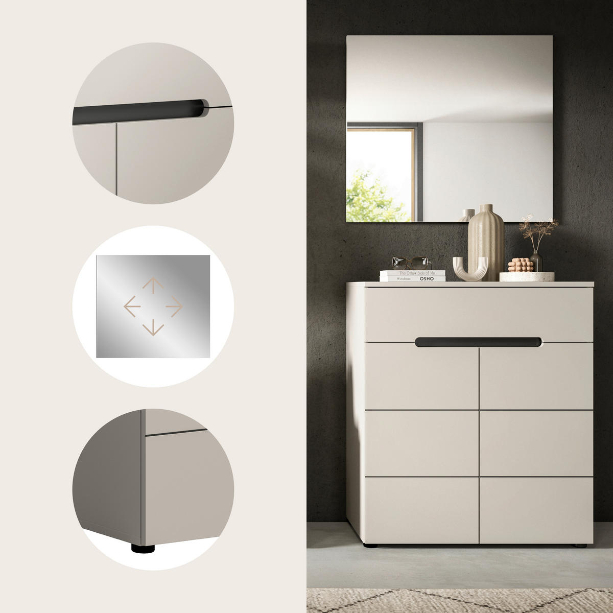 GARDEROBE 2-teilig  in 80/190/37 cm  - Kaschmir/Grau, Design, Holzwerkstoff (80/190/37cm) - MID.YOU