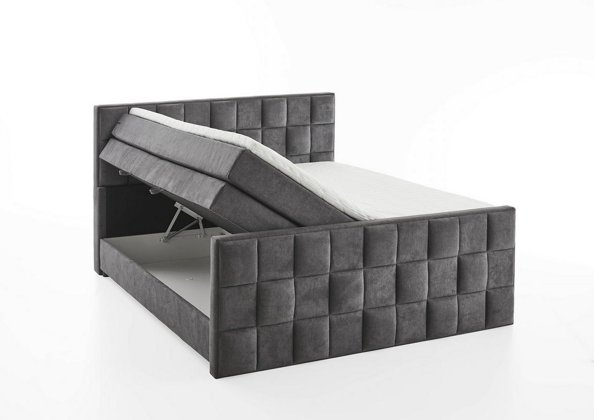 BOXSPRING KREVET     - siva/crna, Moderno, tekstil (165/230cm)