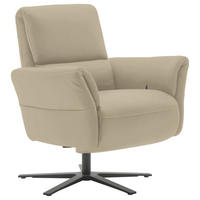 RELAXSESSEL Echtleder Relaxfunktion, Kopfteilverstellung, Nackenkissen    - Ecru/Schwarz, Design, Leder/Metall (81/118/82cm) - Schöner Wohnen