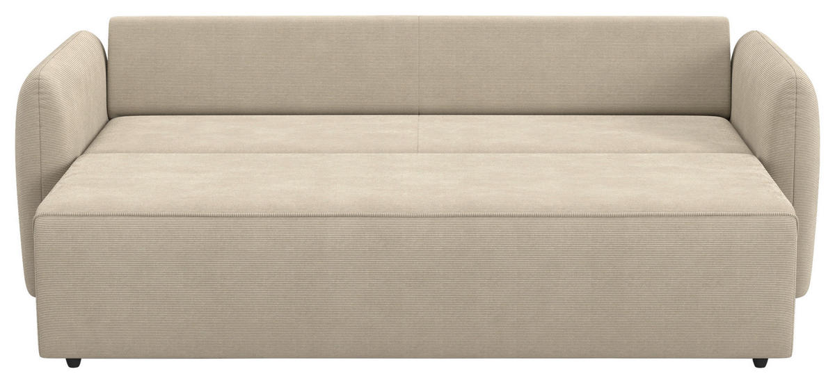 SCHLAFSOFA Cord Hellbraun  - Hellbraun/Schwarz, Trend, Kunststoff/Textil (222/89/102cm) - MID.YOU