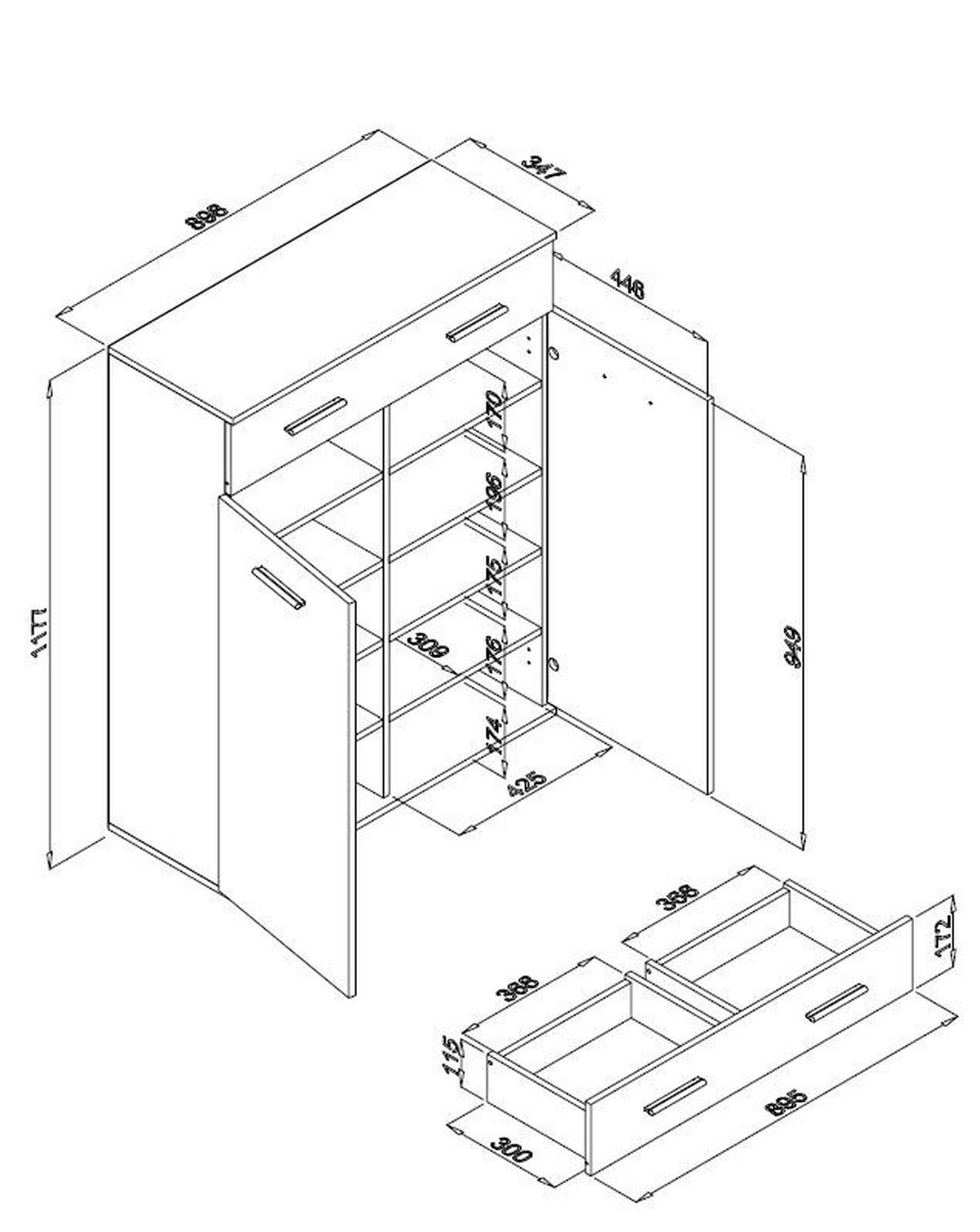 CIPELARNIK  bela, sonoma hrast  pločasti materijal     - sonoma hrast/boja hrasta, Dizajnerski, pločasti materijal/plastika (90/120/36cm) - Carryhome