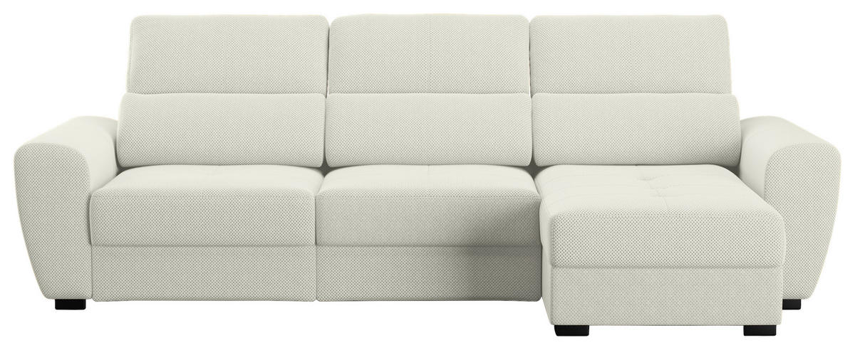 ECKSOFA Creme Velours Bettkasten, Schlaffunktion, Rücken echt, Liegefläche im Originalstoff  - Creme/Schwarz, KONVENTIONELL, Kunststoff/Textil (285/177cm) - Carryhome