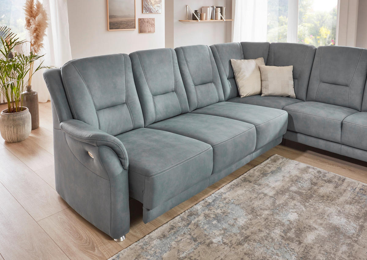 ECKSOFA in Mikrofaser Blaugrau  - Beige/Blaugrau, Konventionell, Textil/Metall (223/275cm) - Beldomo Comfort