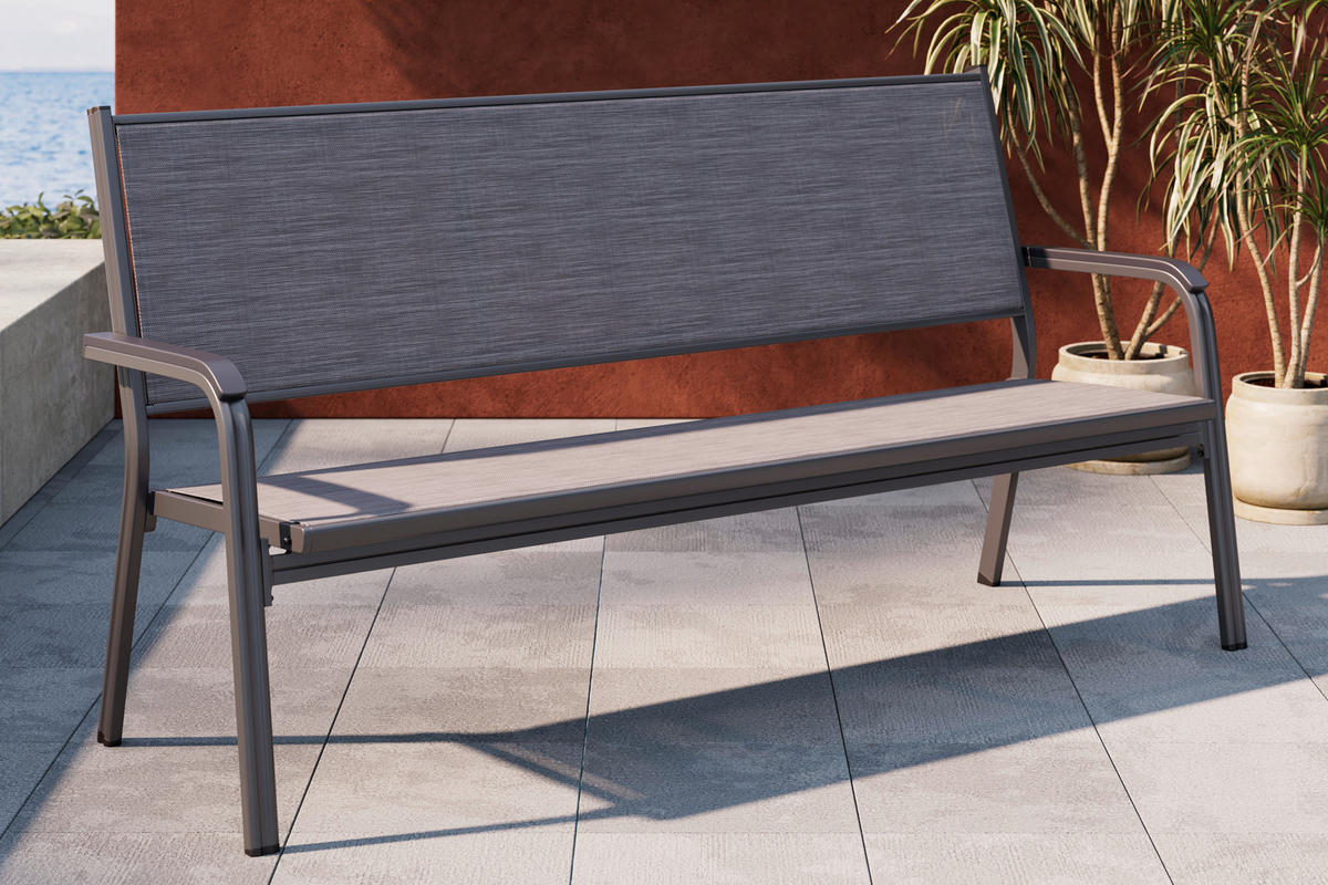 3-SITZER-BANK 190,5/97/67 cm  in Anthrazit, Grau  - Anthrazit/Grau, KONVENTIONELL, Textil/Metall (190,5/97/67cm) - Kettler