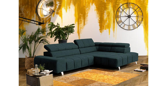 ECKSOFA  in Webstoff Dunkelgrün  295/201 cm  - Dunkelgrün/Dunkelgrau, Design, Textil/Metall (295/201cm) - Hom`in