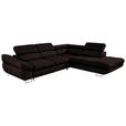 ECKSOFA in Webstoff Mokka  - Mokka, Design, Textil/Metall (280/235cm) - Hom`in