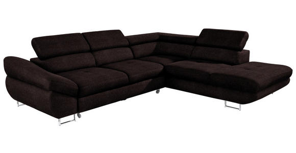 ECKSOFA in Webstoff Mokka  - Mokka, Design, Textil/Metall (280/235cm) - Hom`in