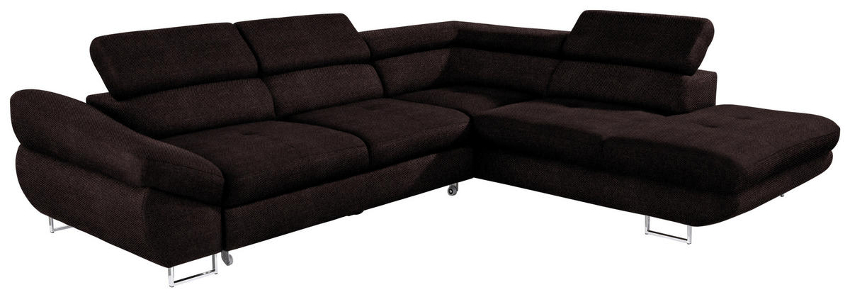 ECKSOFA in Webstoff Mokka  - Mokka, Design, Textil/Metall (280/235cm) - Hom`in