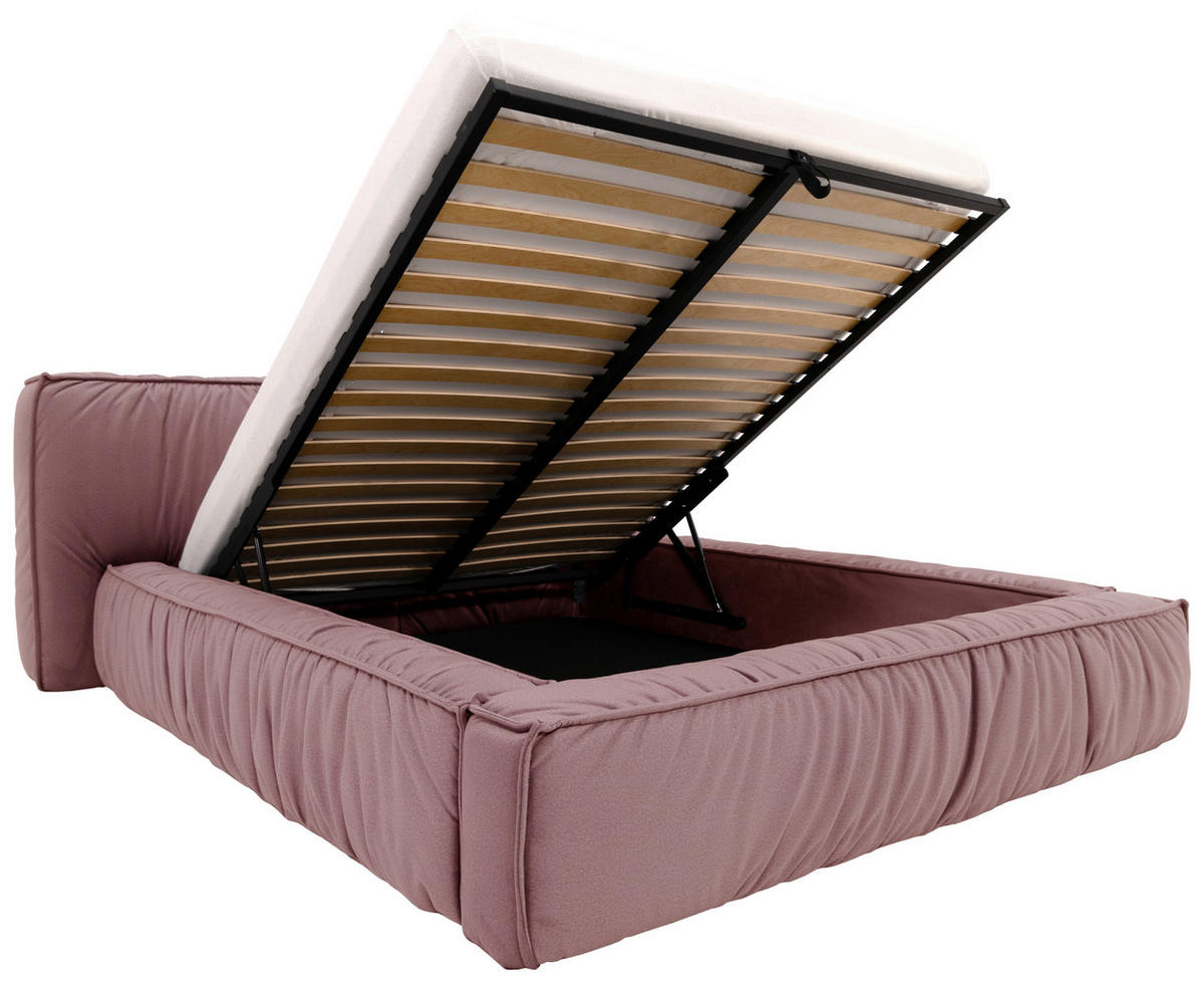 POLSTERBETT Lattenrost, Bettkasten 200/200 cm  in Rosa  - Schwarz/Rosa, Design, Holz/Textil (200/200cm) - Boxxx