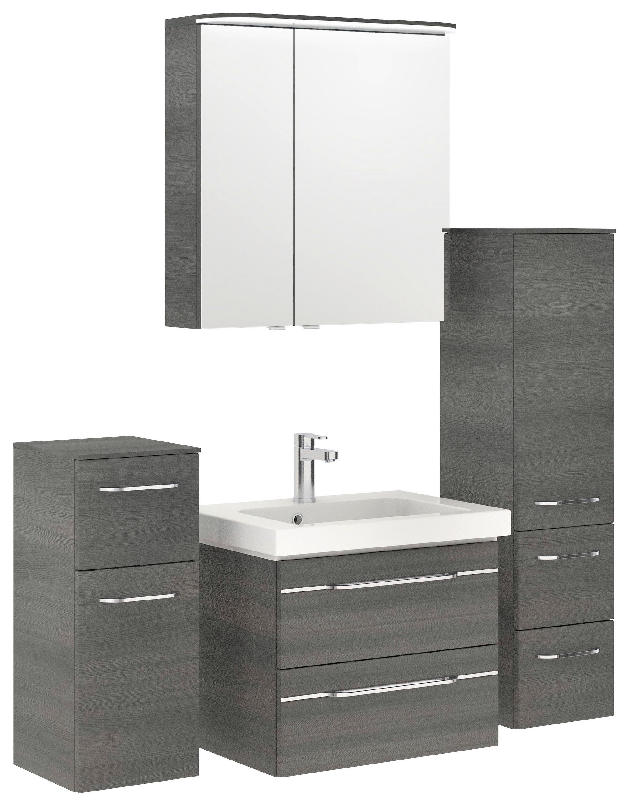 BADEZIMMER 5-teilig in 148 cm - Chromfarben/Graphitfarben, KONVENTIONELL, Glas/Keramik (148cm) - Pelipal