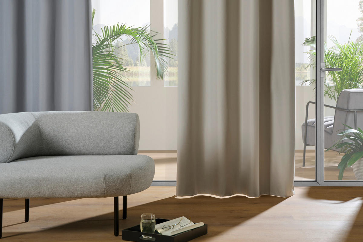 ZAVESA SA KARIKAMA bež - bež, Osnovno, tekstil (140/245cm) - Esposa