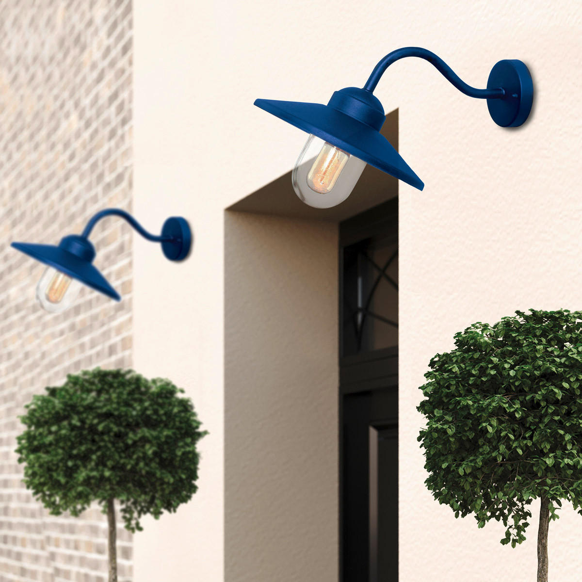 AUßENWANDLEUCHTE Klampenborg 42/27.5/25.5 cm   - Blau, KONVENTIONELL, Glas/Metall (42/27.5/25.5cm) - Elstead Lighting