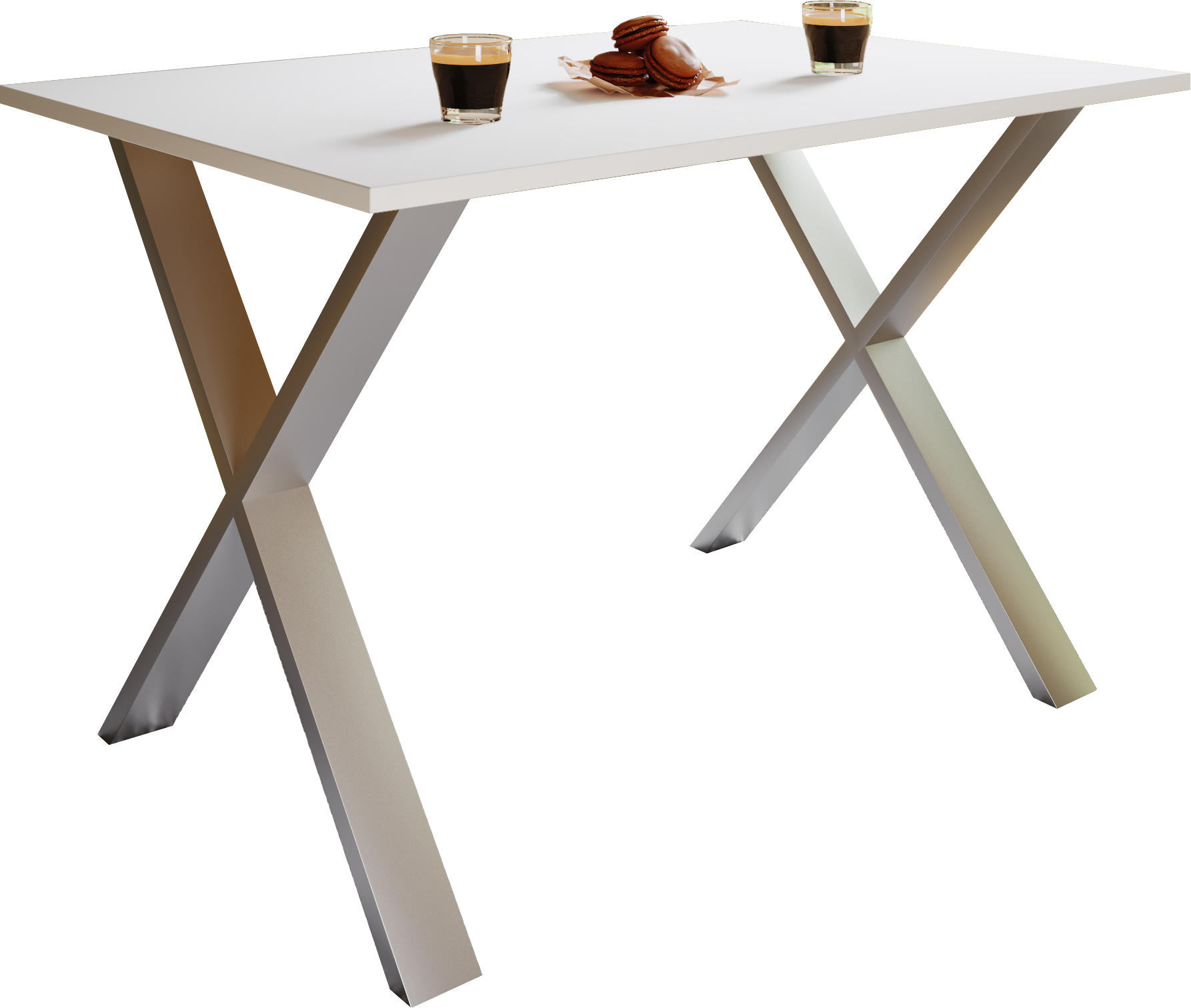 MATBORD i trämaterial   - vit/silver, Basics, metall/trämaterial (140/50/76cm) - MID.YOU