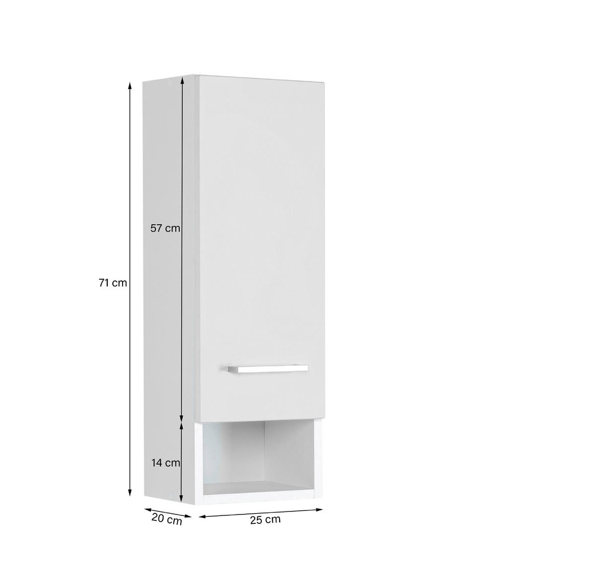 HÄNGESCHRANK 25/71/20 cm  - Weiss/Silberfarben, Modern, Holzwerkstoff/Metall (25/71/20cm) - Held