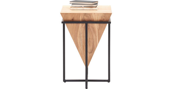 BEISTELLTISCH 41/41/66 cm Akazie massiv Naturfarben, Schwarz quadratisch  - Schwarz/Naturfarben, Trend, Holz/Metall (41/41/66cm) - Ambia Home