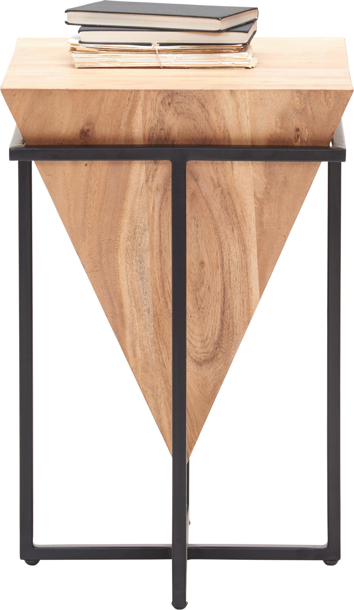 BEISTELLTISCH 41/41/66 cm Akazie massiv Naturfarben, Schwarz quadratisch  - Schwarz/Naturfarben, Trend, Holz/Metall (41/41/66cm) - Ambia Home