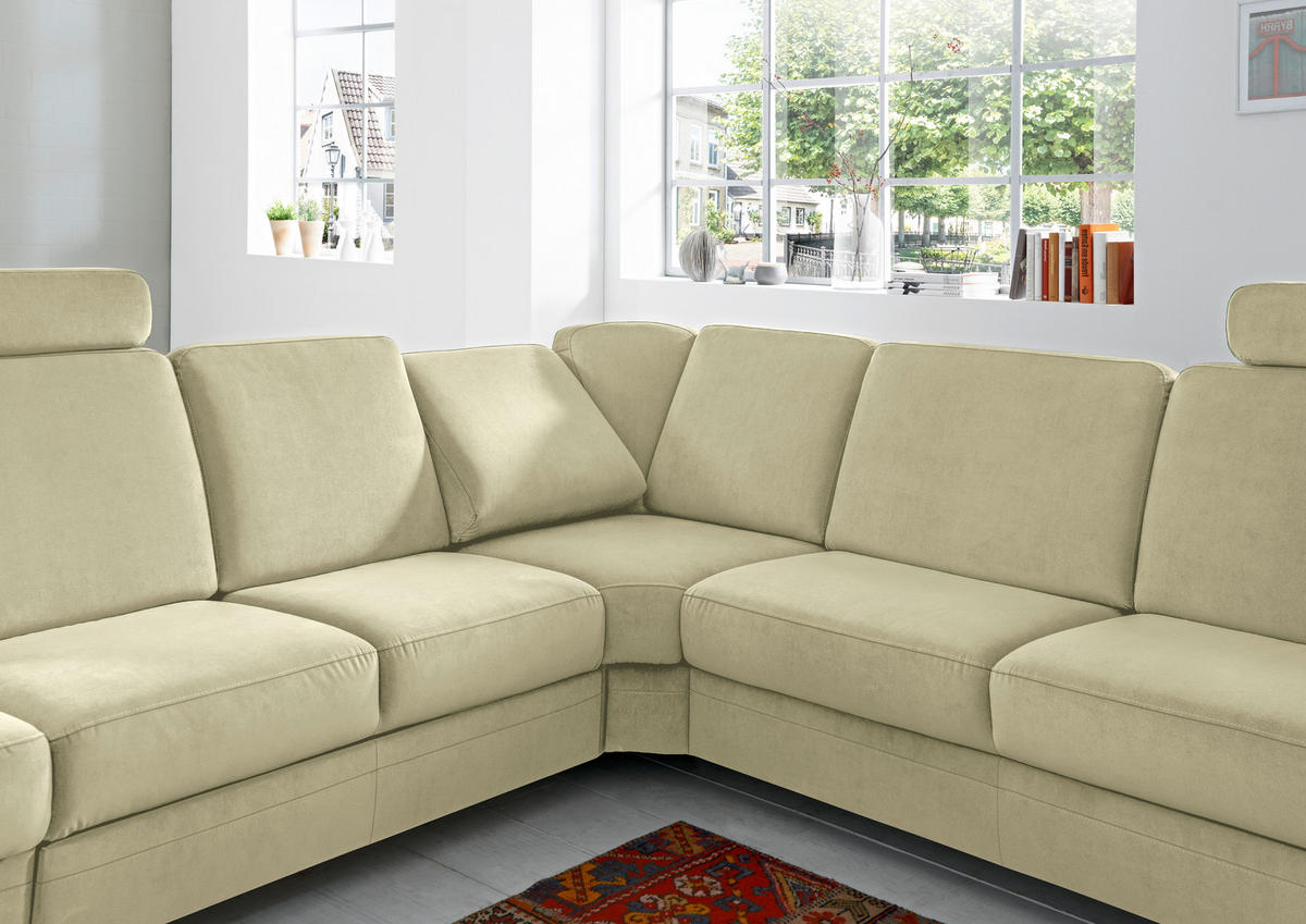 ECKSOFA in Flachgewebe Grün  287/269 cm  - Alufarben/Grün, KONVENTIONELL, Textil/Metall (287/269cm) - Beldomo System